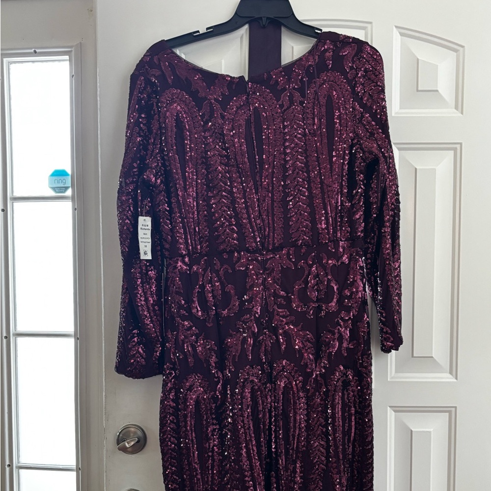 R&M Richards Burgundy Sequin Long Sleeve Gown.  Mother of the